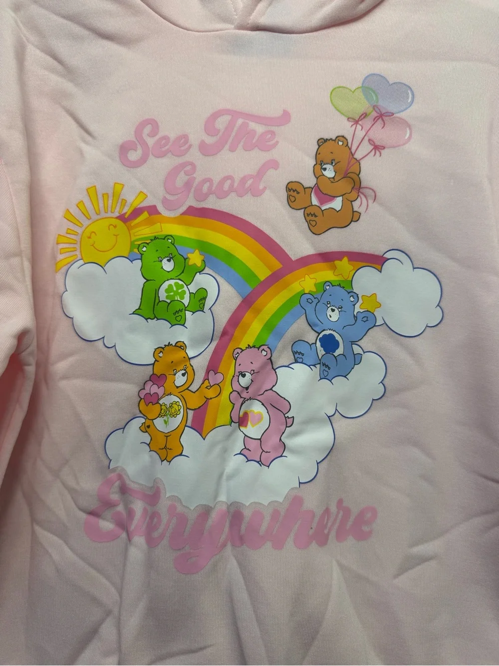Girls Pink Care bear Hoodie Size XL 14 New with tags